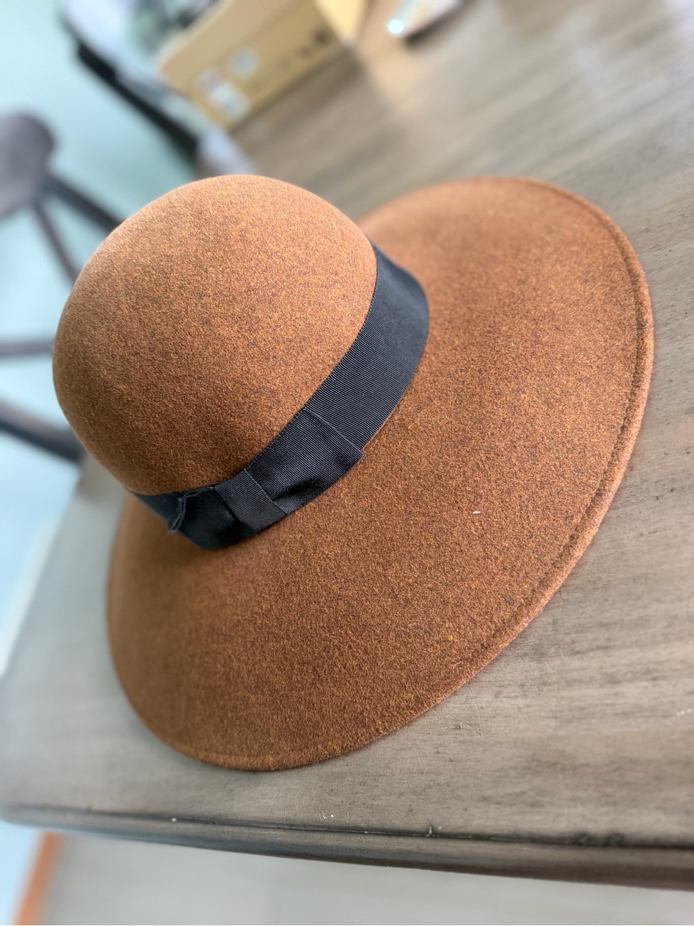 PanTropic Lite Felt Wide Brim Hat Brown Black Ribbon Boho Western Rancher